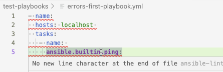Popup message explaining a playbook error