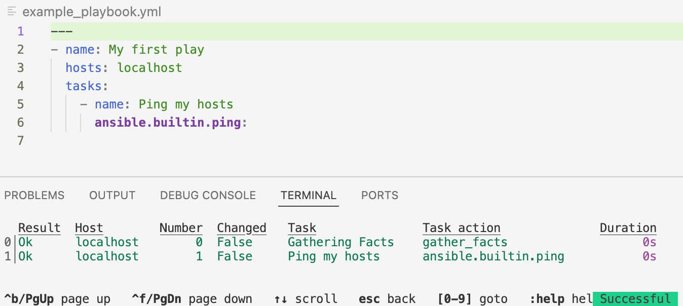 Tasks in ansible-navigator output
