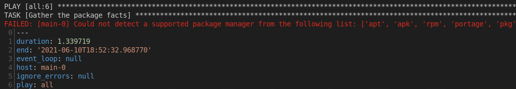 Failed task results