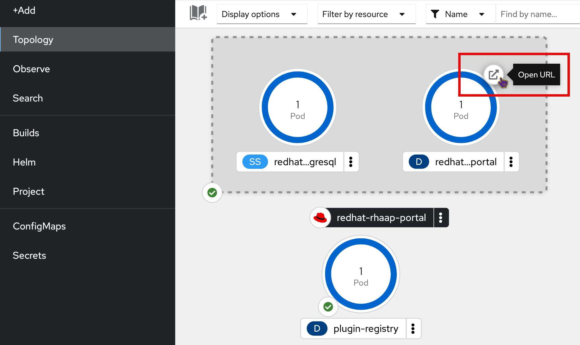 Open URL from OpenShift web console